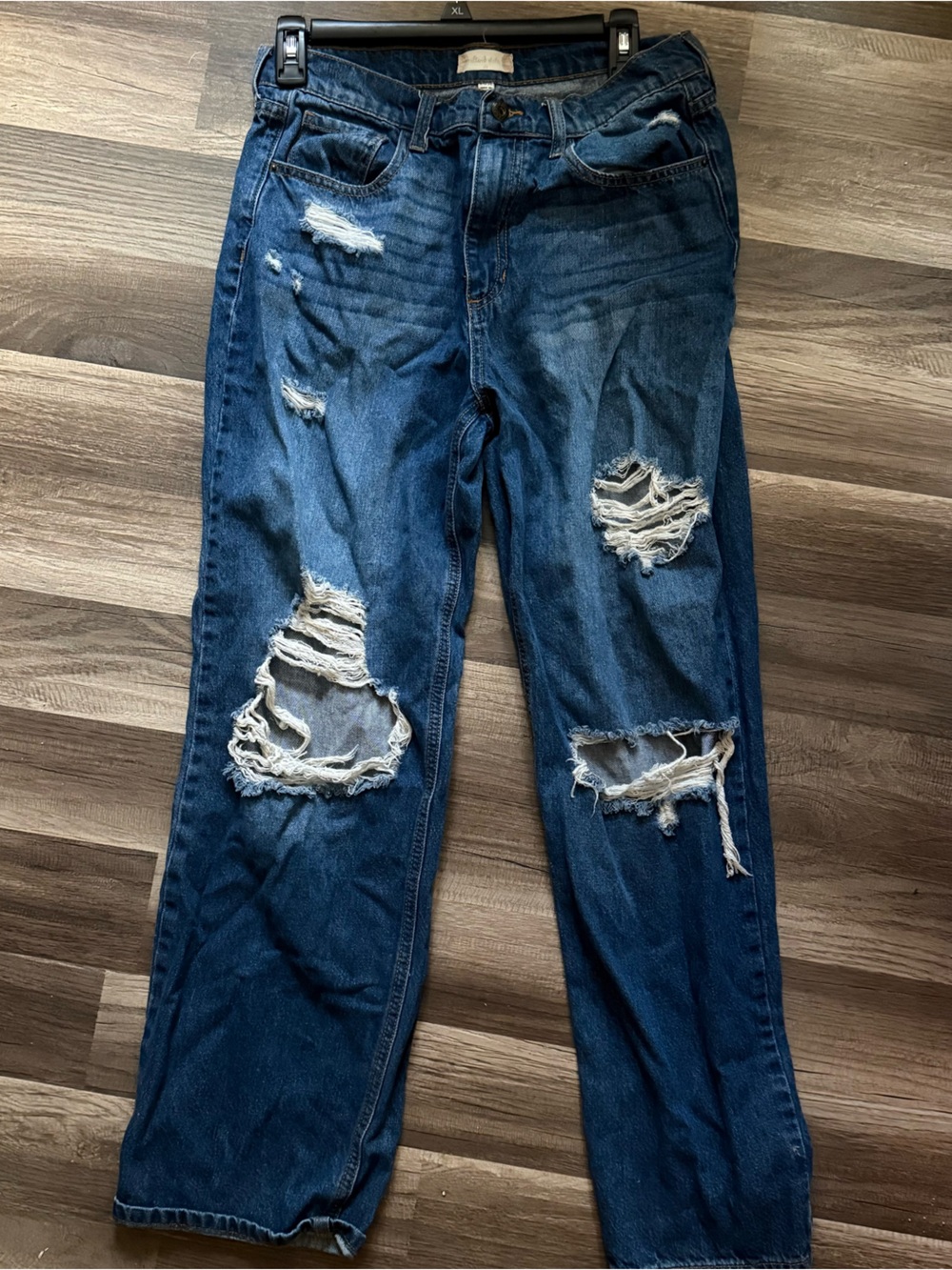 Altar'd State Distressed Dark Blue Slim Straight Jeans
